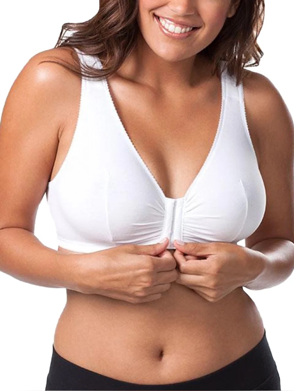 Leading Lady Style #110 White Cotton Front-Close Bra